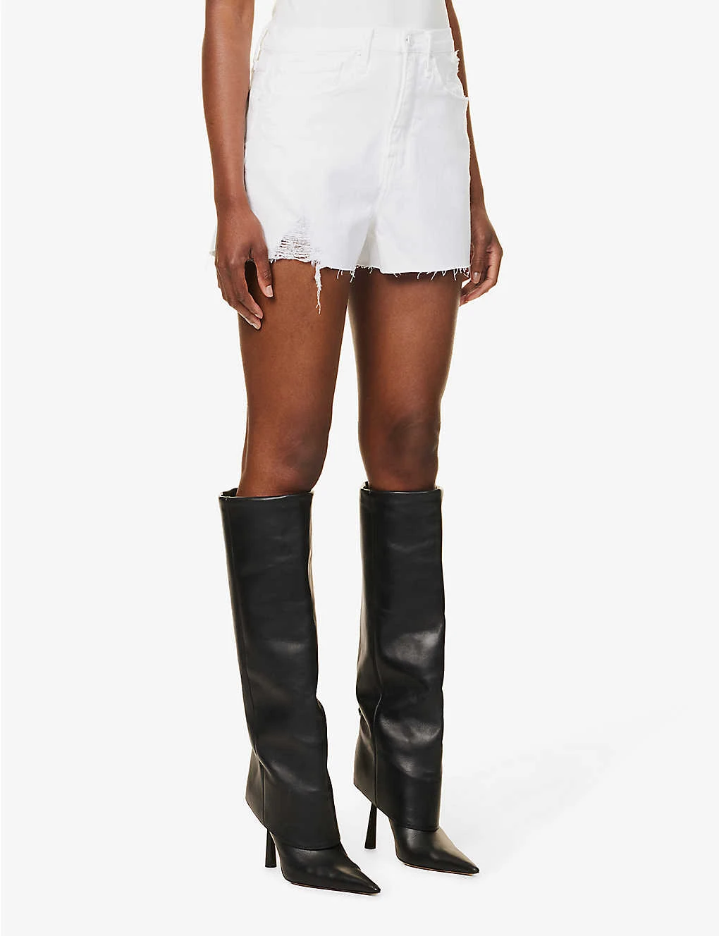 GOOD AMERICAN Good '90s High-rise Stretch-denim Shorts - Image 4