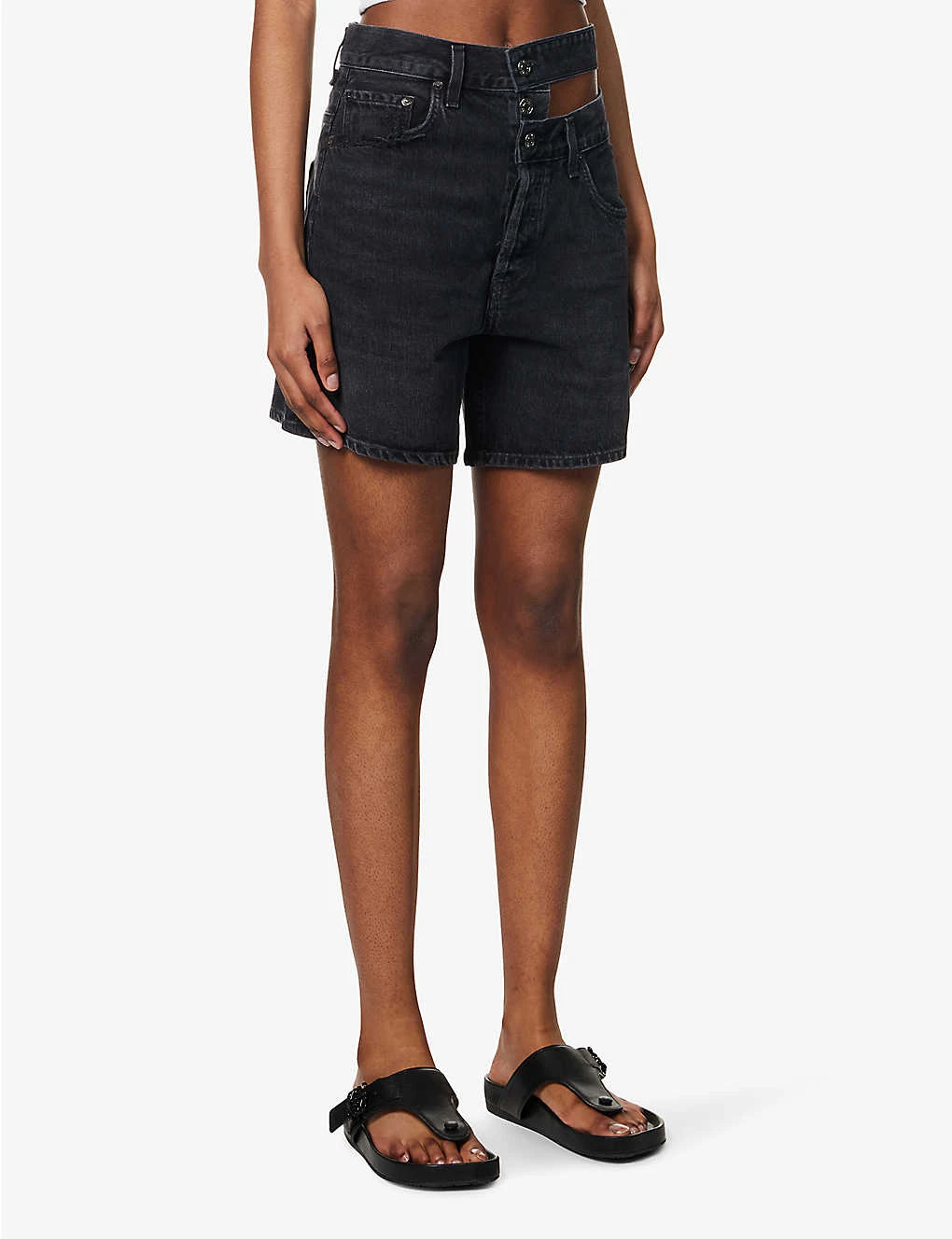 AGOLDE Broken Waistband High-rise Organic-denim Shorts - Image 3
