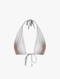 GOOD AMERICAN Ruched Halterneck Bikini Top