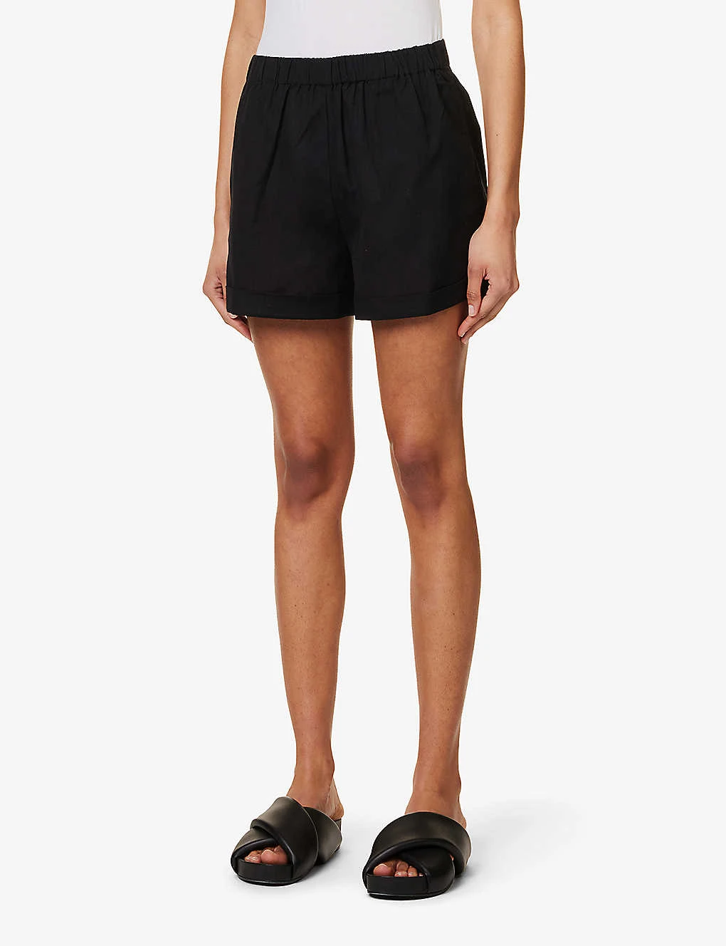 Emery Mid-rise Cotton And Linen-blend Shorts - Image 3