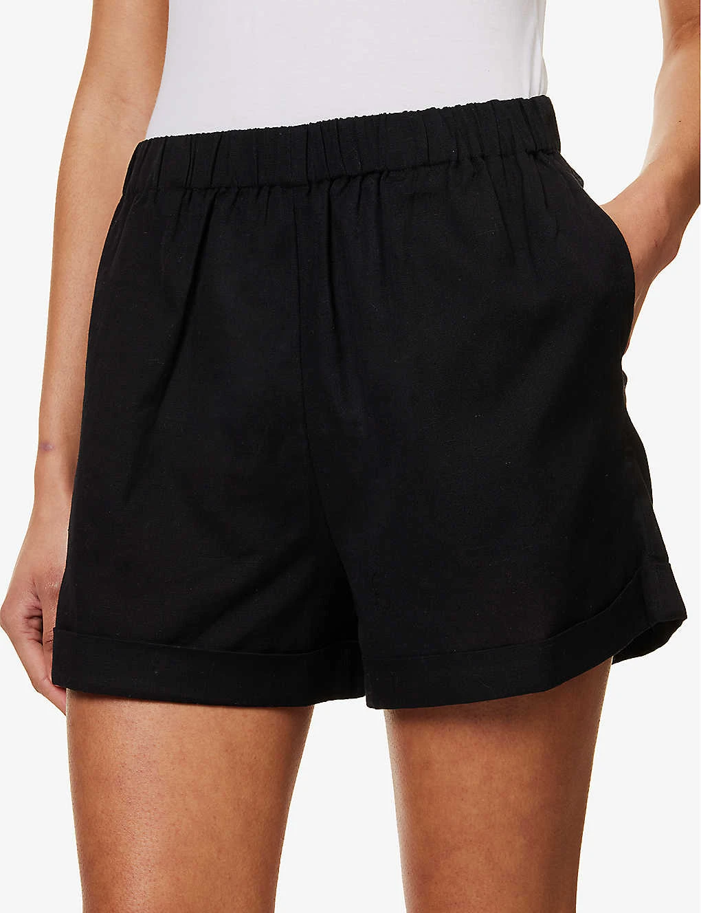 Emery Mid-rise Cotton And Linen-blend Shorts - Image 5