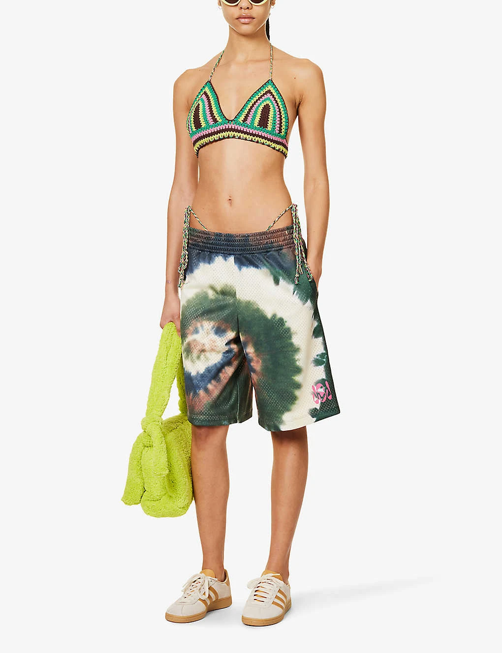 FRAME X Julia Sarr Jamois Tie-dye Relaxed-fit Mesh Shorts - Image 2