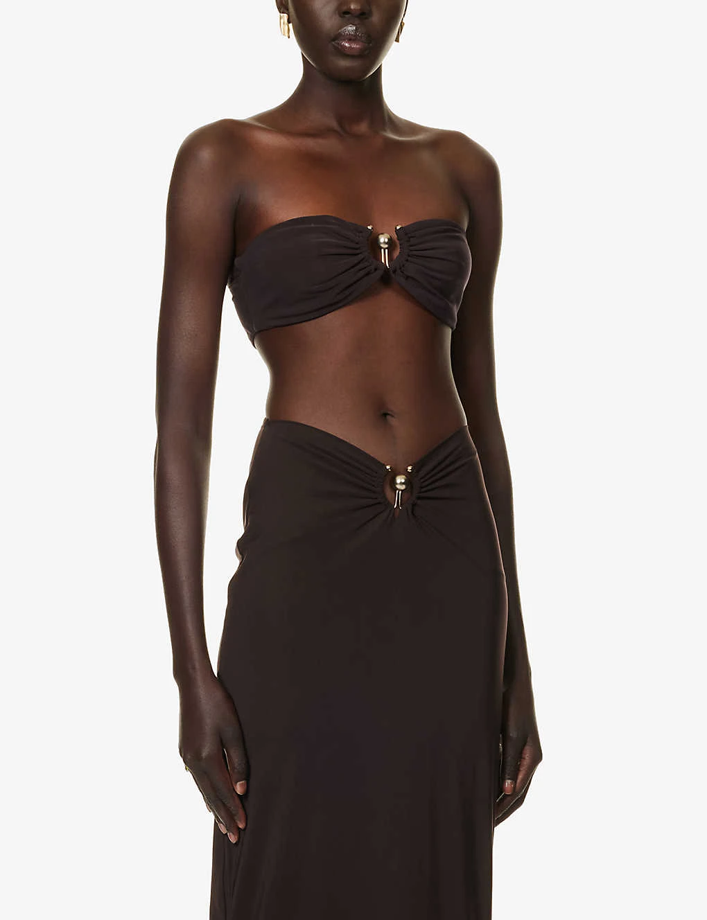 Ruched Cropped Stretch-woven Top - Image 3