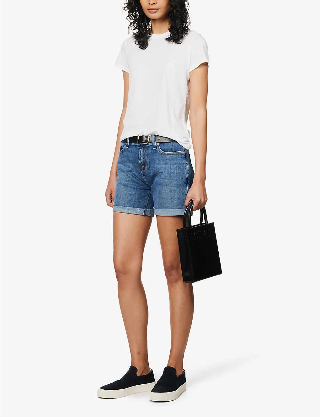 7 For All Mankind Boy Rolled-cuff Mid-rise Stretch-denim Shorts - Image 2