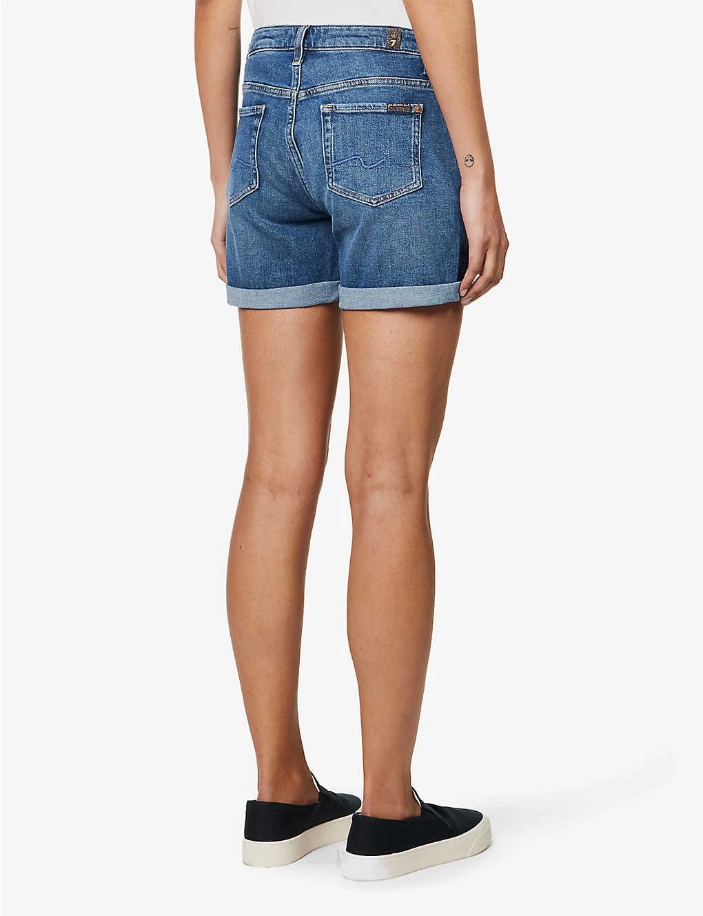 7 For All Mankind Boy Rolled-cuff Mid-rise Stretch-denim Shorts - Image 4
