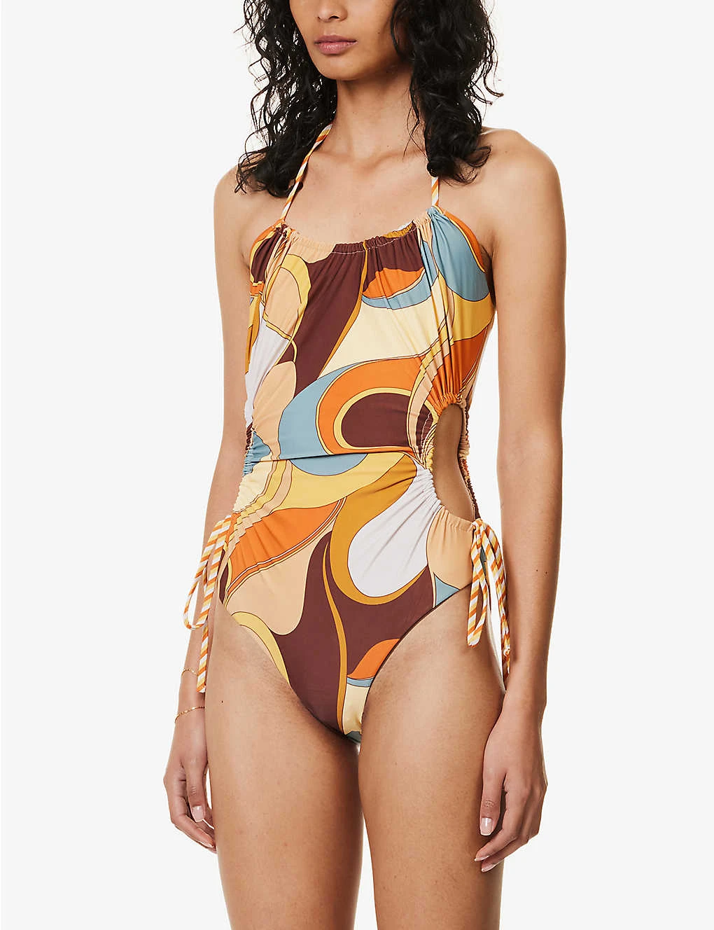 Abstract-print Cut-out Swimsuit - Image 3