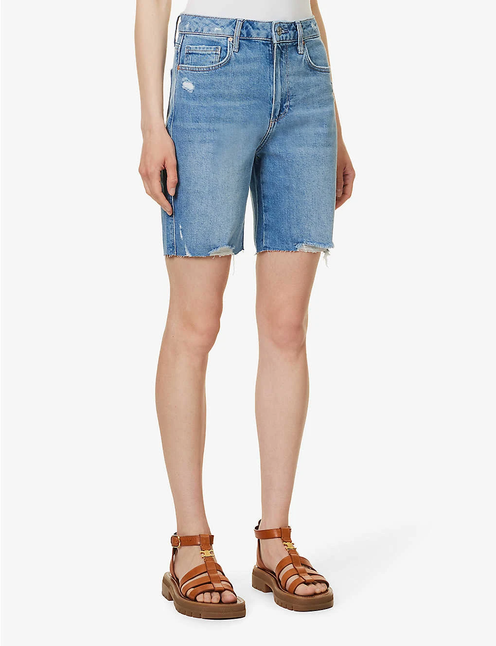 Paige Sammy Mid-rise Stretch-denim Shorts - Image 3
