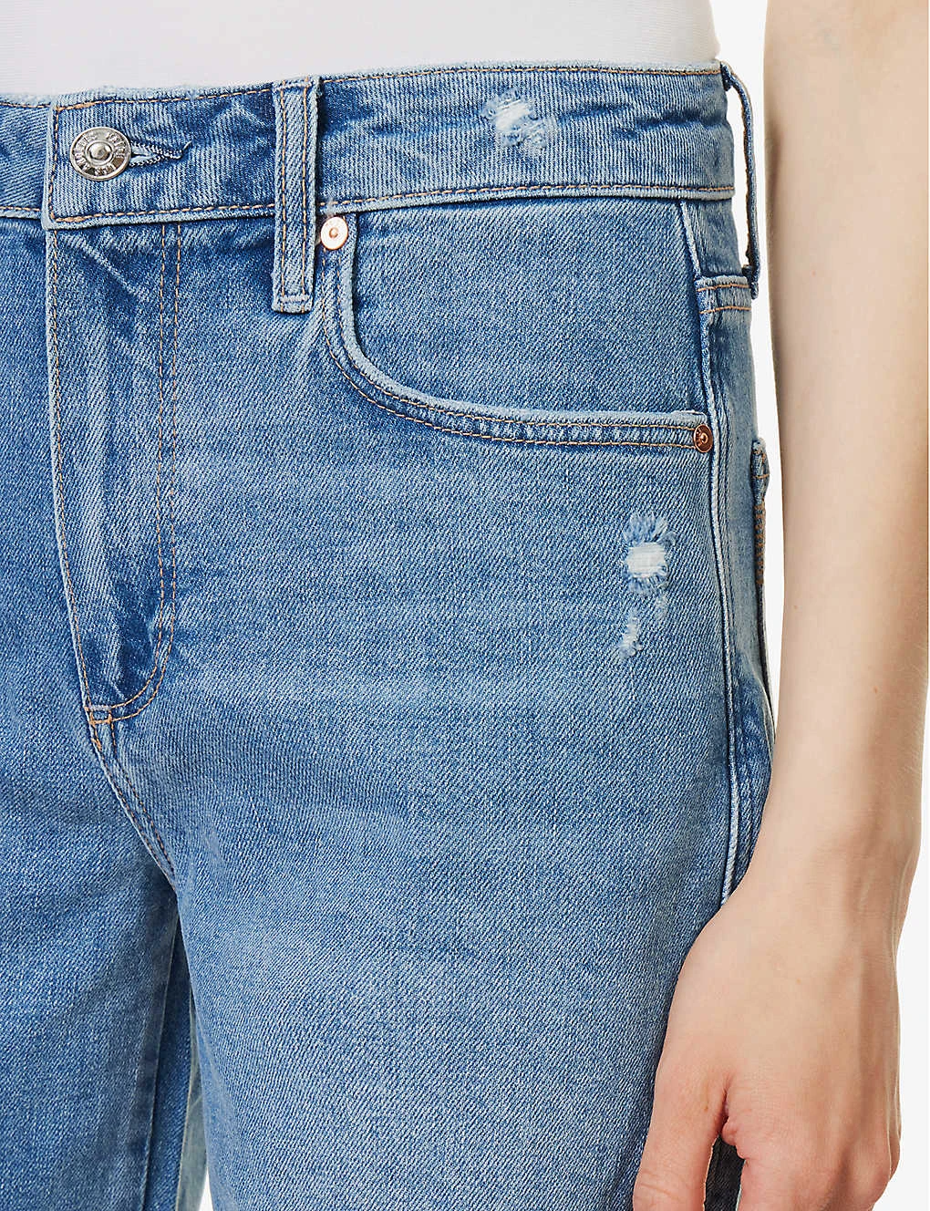 Paige Sammy Mid-rise Stretch-denim Shorts - Image 5