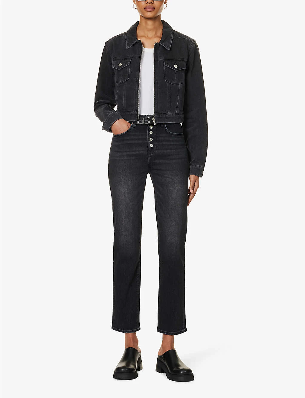 Paige Stella Belt-loop High-rise Straight-leg Cotton-blend Jeans - Image 2