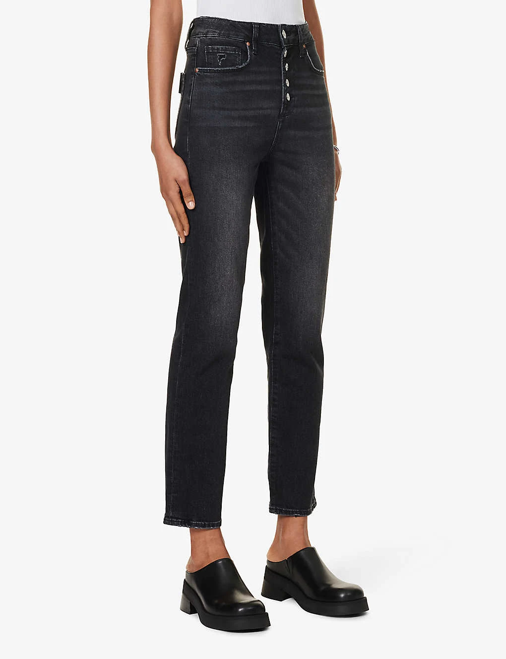 Paige Stella Belt-loop High-rise Straight-leg Cotton-blend Jeans - Image 3
