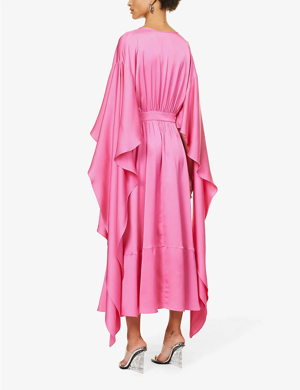 Alexander McQueen Asymmetric-hem Ruffle-trim Silk Midi Dress - Image 4