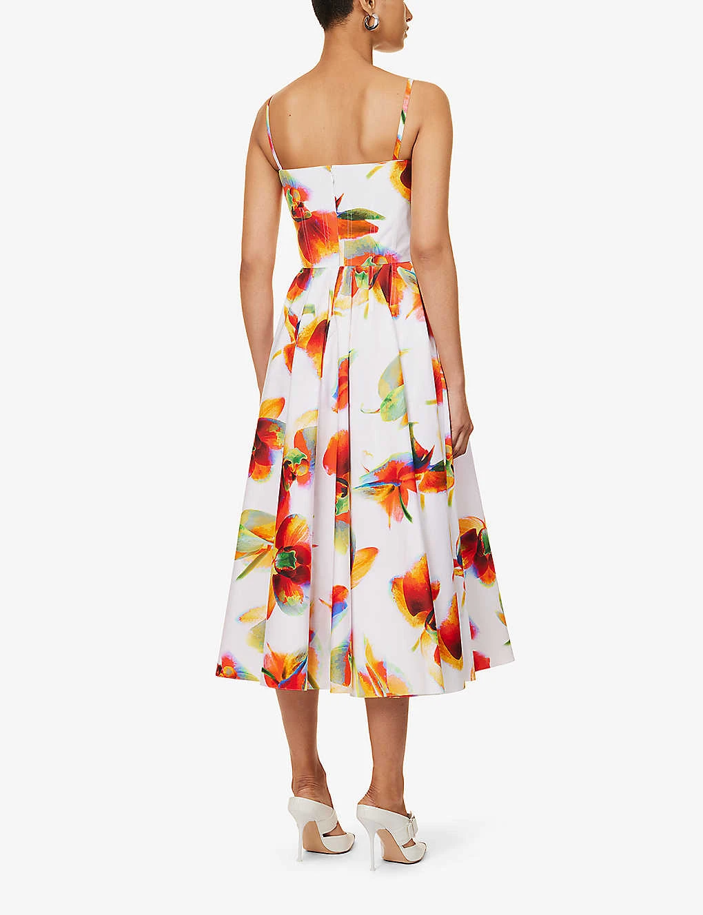 Alexander McQueen Floral-print Square-neck Cotton Midi Dress - Image 4