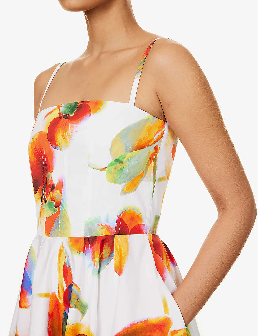 Alexander McQueen Floral-print Square-neck Cotton Midi Dress - Image 5