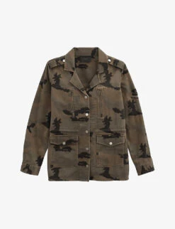 Ikks Camouflage-patterned Badge-embellished Regular-fit Denim Jacket