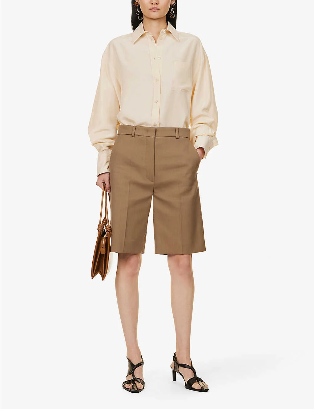 Sportmax Ocra Pressed-crease Regular-fit Cotton-blend Shorts - Image 2