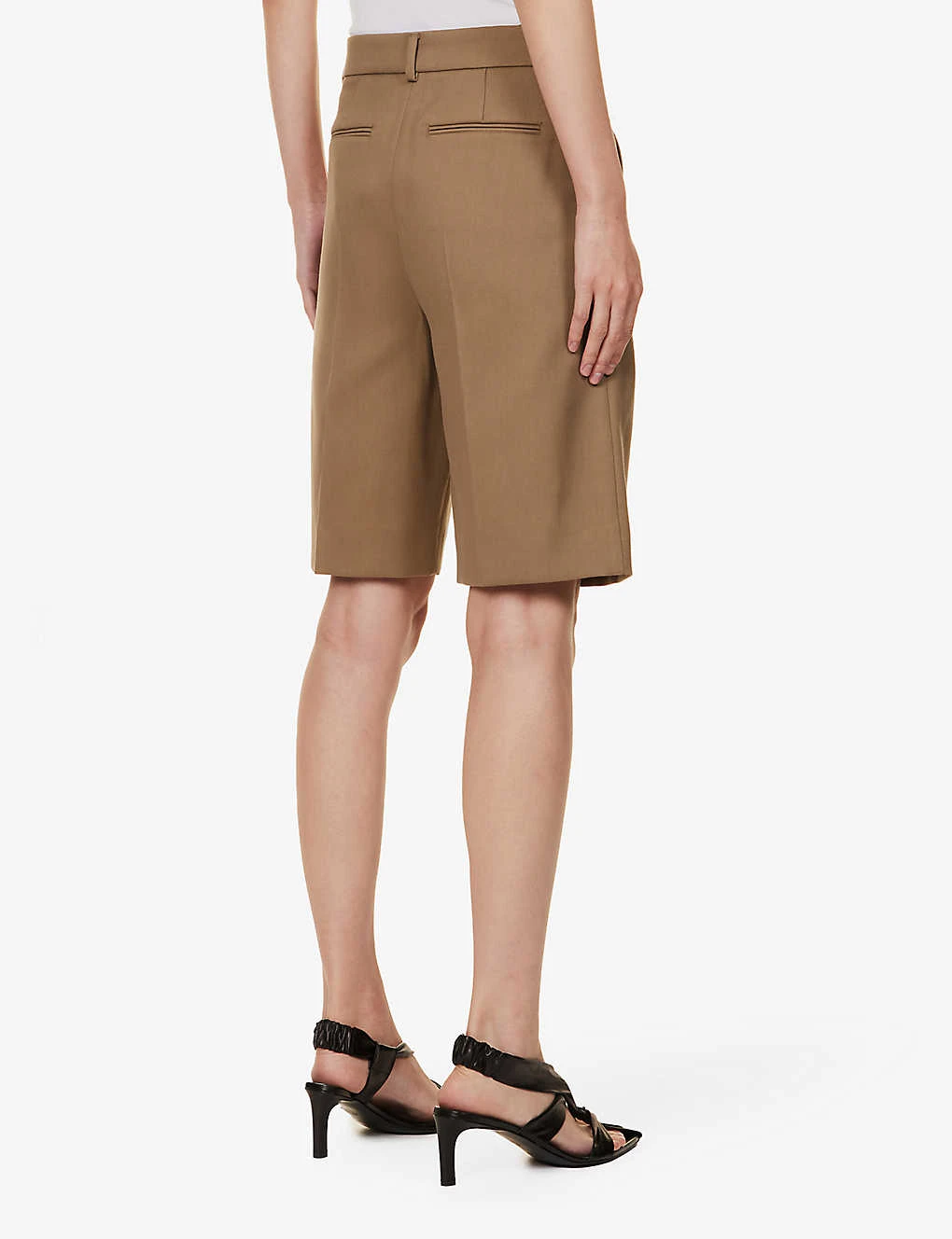 Sportmax Ocra Pressed-crease Regular-fit Cotton-blend Shorts - Image 4