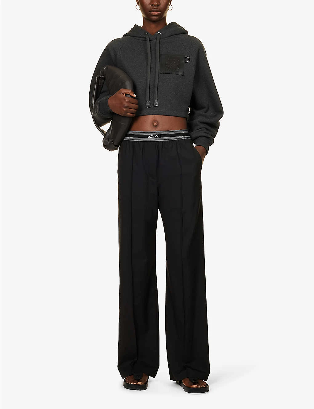 Loewe Anagram-embossed Cropped Cotton Hoody - Image 2