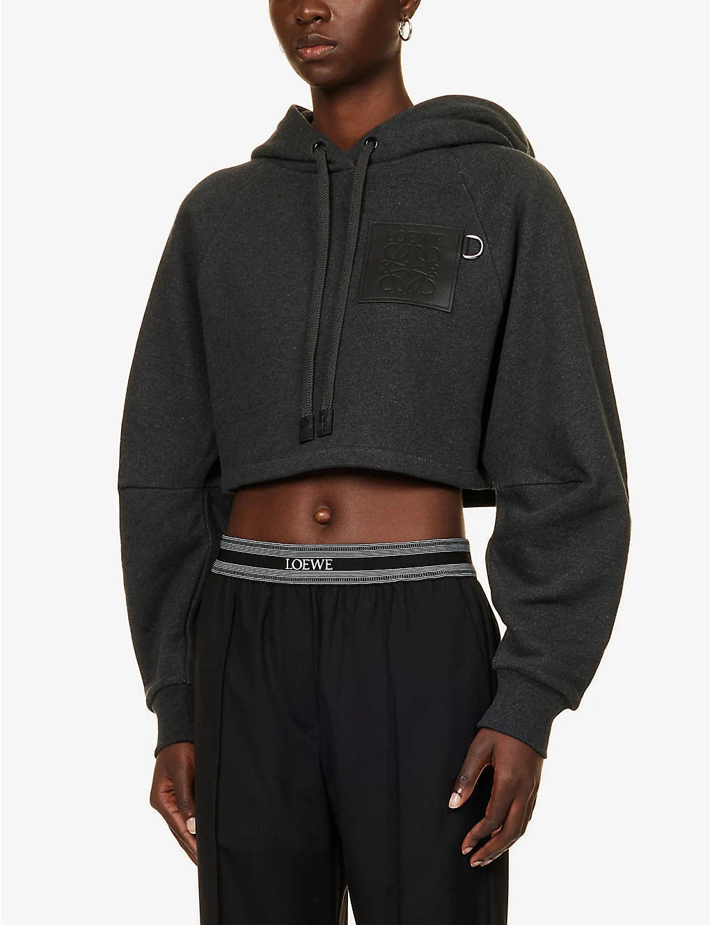 Loewe Anagram-embossed Cropped Cotton Hoody - Image 3