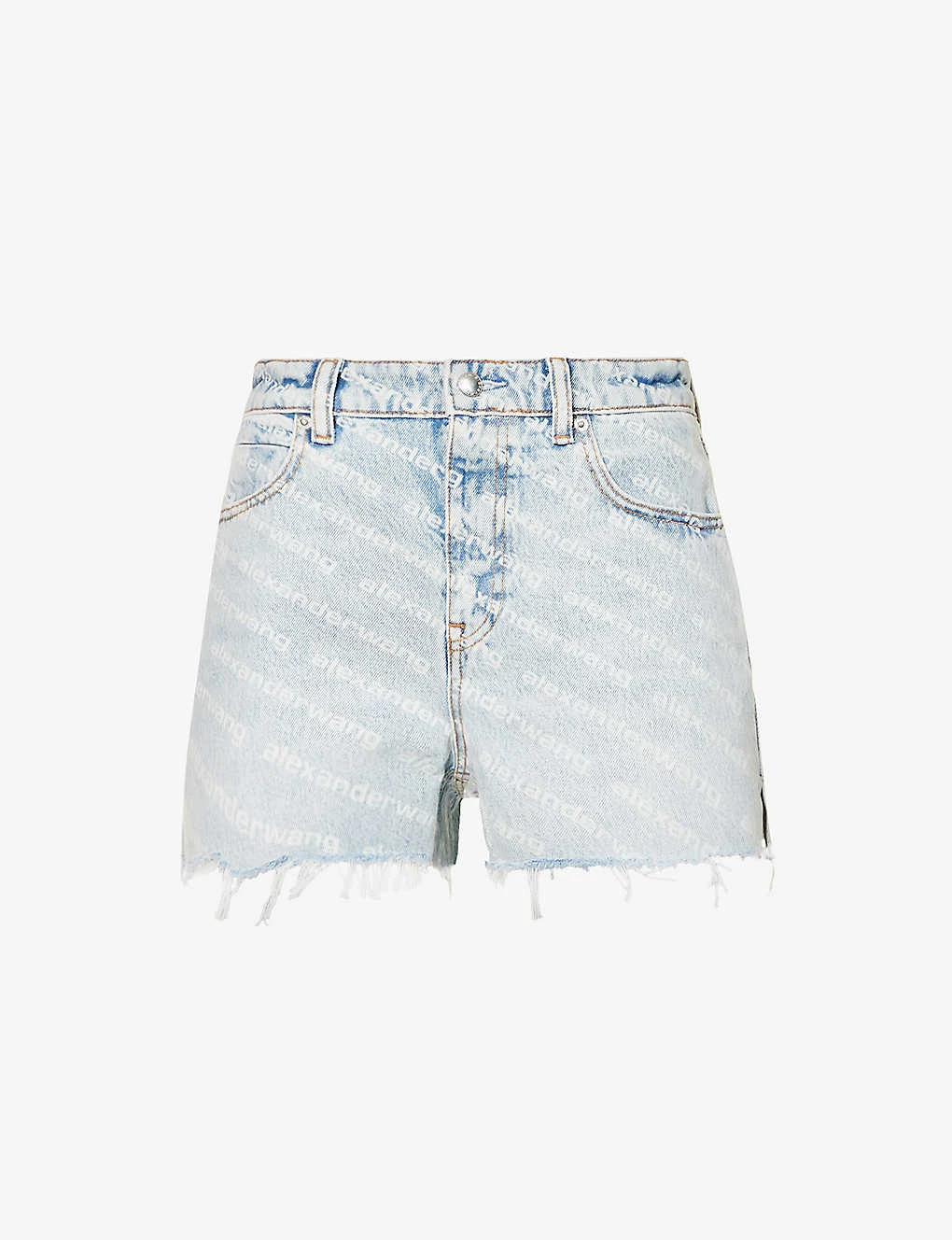 ALEXANDER WANG Logo-print Raw-hem Denim Shorts