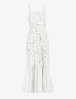 Broderie-anglaise Tiered-hem Cotton Maxi Dress