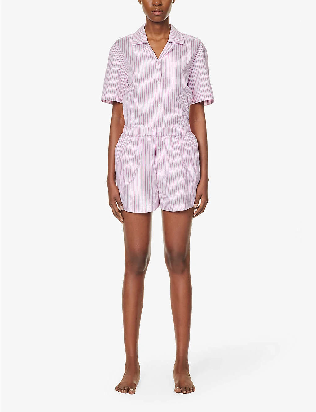 Striped High-rise Cotton-poplin Shorts - Image 2