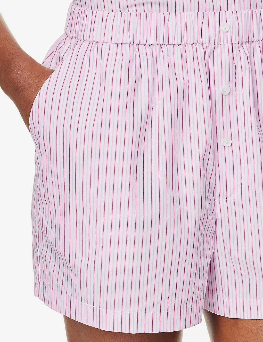 Striped High-rise Cotton-poplin Shorts - Image 4