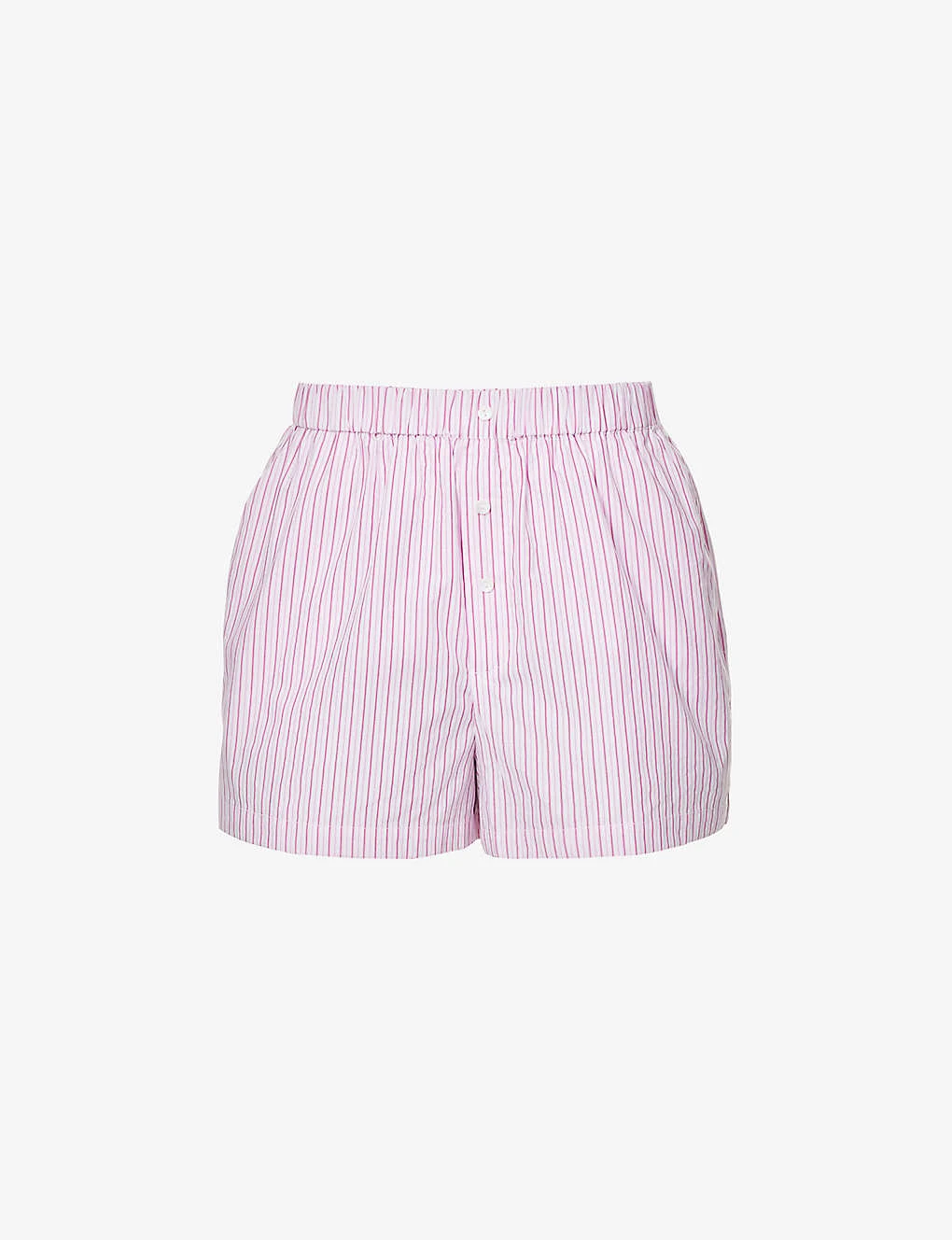 Striped High-rise Cotton-poplin Shorts