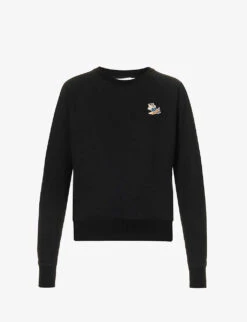 Brand-appliqué Ribbed-trim Cotton-jersey Sweatshirt