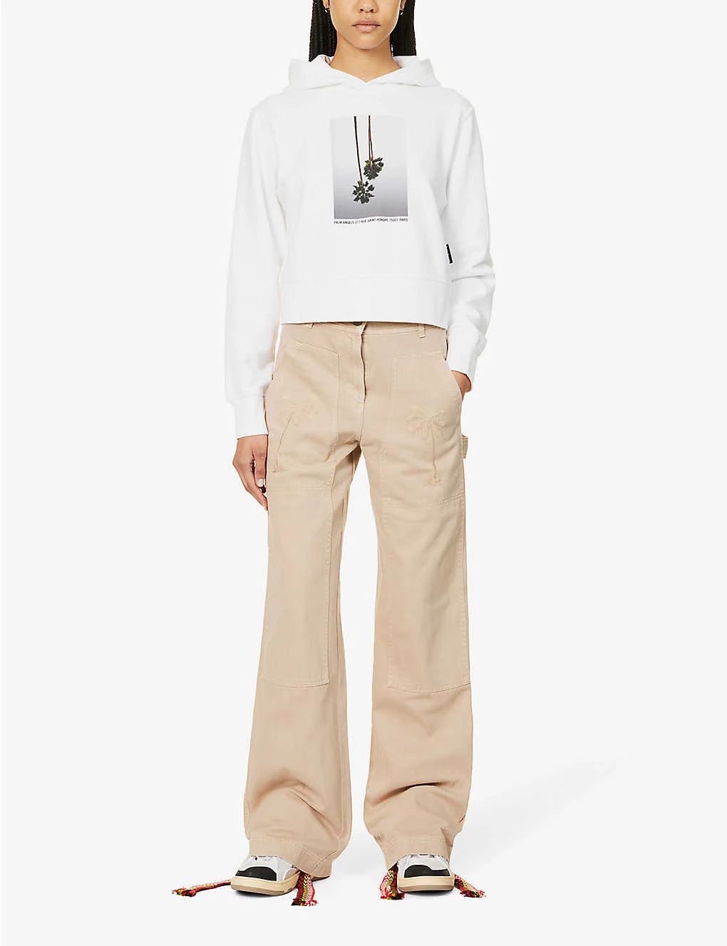 Palm Angels Graphic-print Branded Cotton-jersey Hoody - Image 2