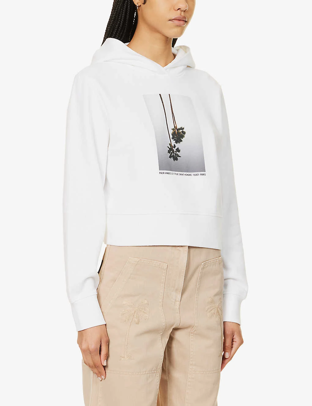 Palm Angels Graphic-print Branded Cotton-jersey Hoody - Image 3