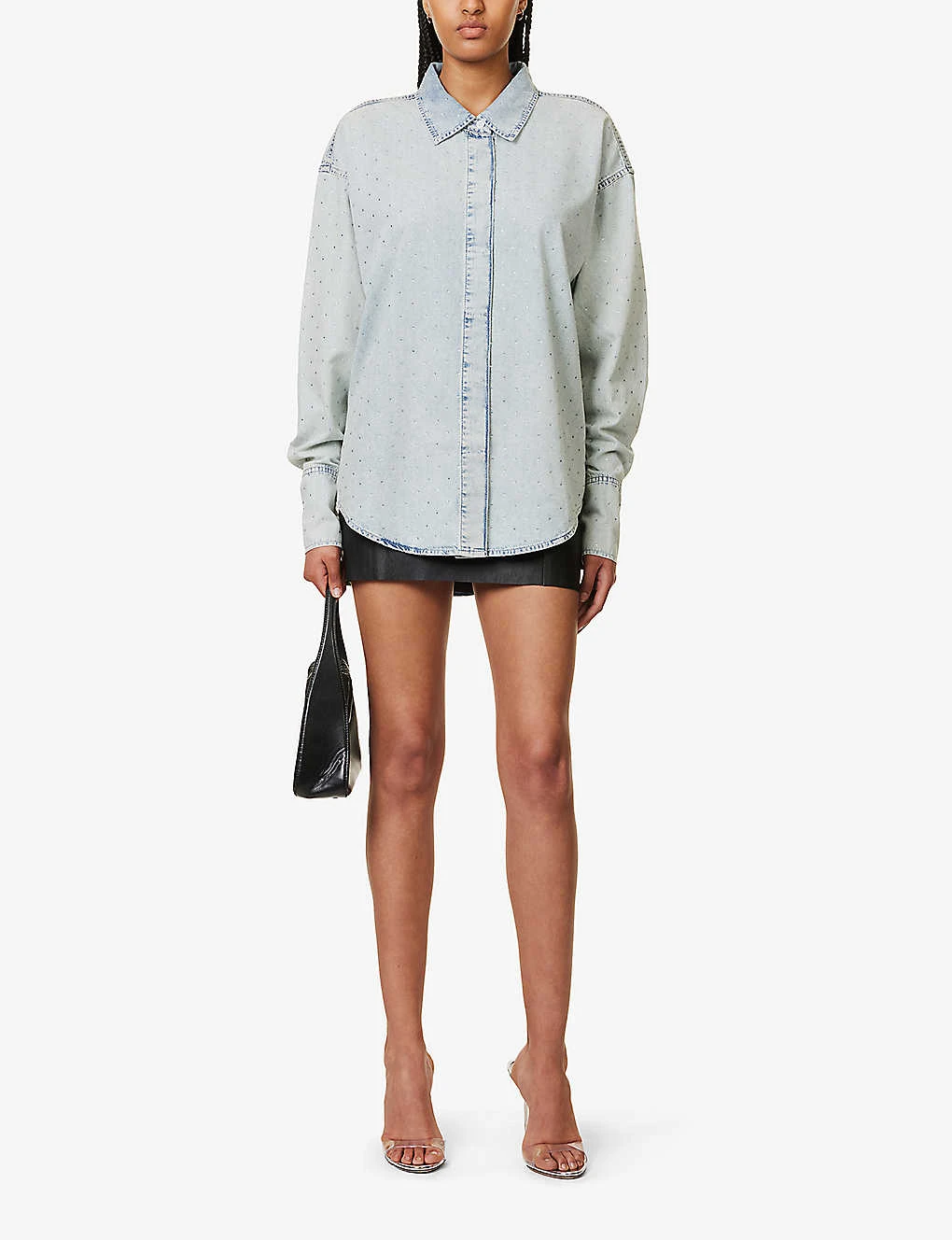 GOOD AMERICAN Weekender Faded-wash Denim Shirt - Image 2