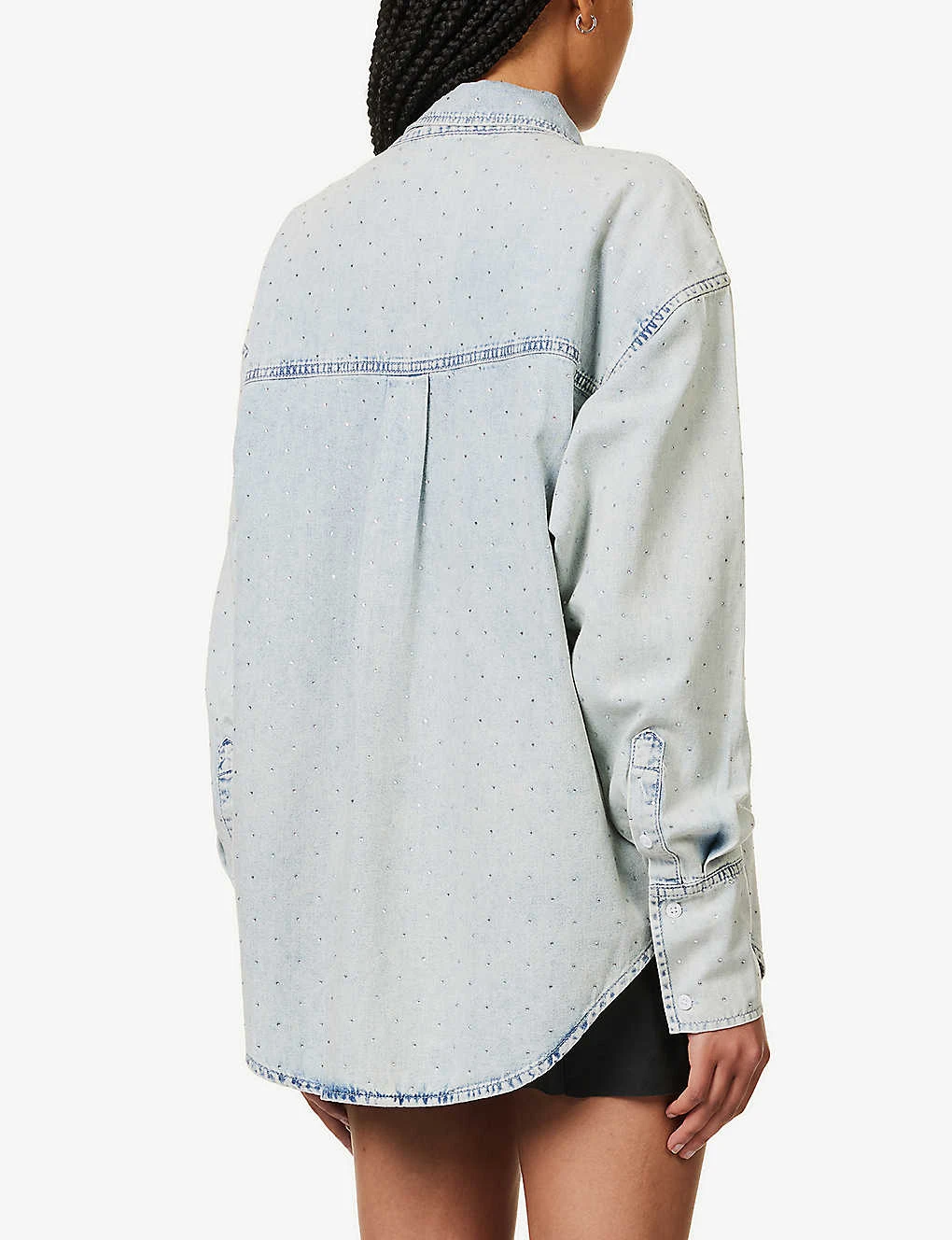 GOOD AMERICAN Weekender Faded-wash Denim Shirt - Image 4