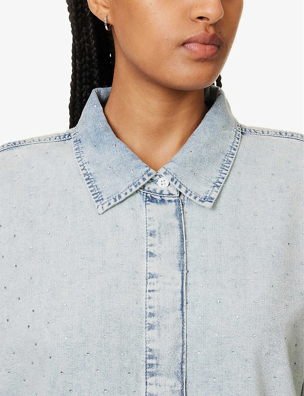 GOOD AMERICAN Weekender Faded-wash Denim Shirt - Image 5
