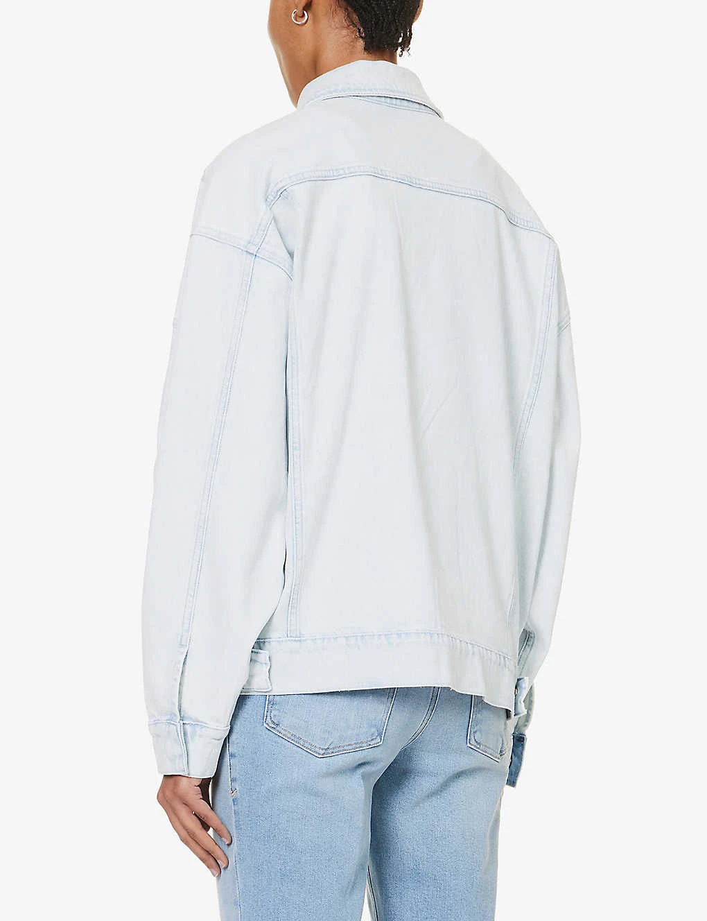 GOOD AMERICAN Oversized Faded-wash Stretch-recycled Denim Jacket - Image 4