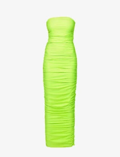 GOOD AMERICAN Ruched Strapless Stretch-woven Maxi Dress