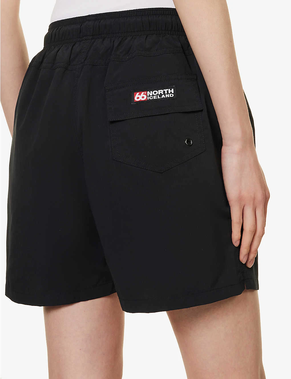 Exclusive Unisex Logo-patch Relaxed-fit Recycled-polyester Swim Shorts - Image 5