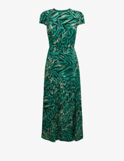Reiss Livia Abstract-print Woven Midi Dress