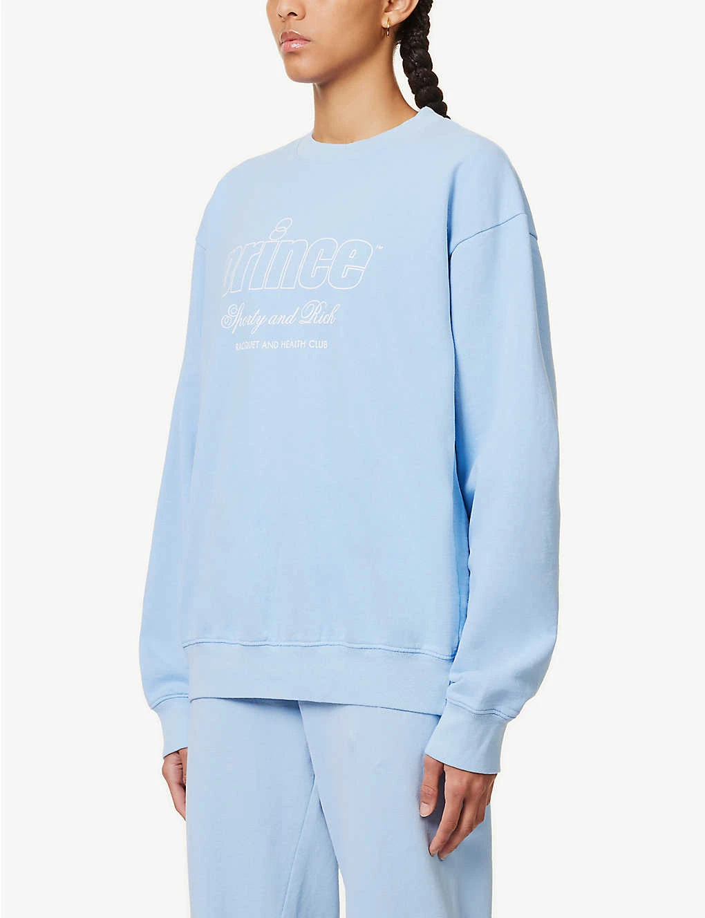 Sporty & Rich X Prince Brand-print Cotton-jersey Sweatshirt - Image 3