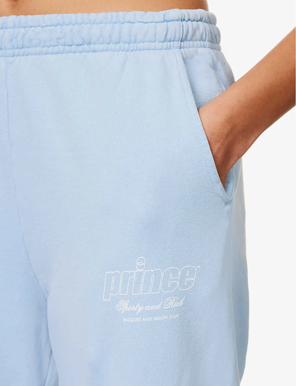 Sporty & Rich X Prince Logo-print Cotton-jersey Jogging Bottoms - Image 5