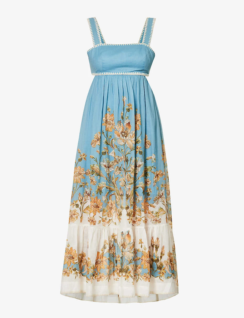 Zimmermann Chintz Square-neck Floral-pattern Midi Dress