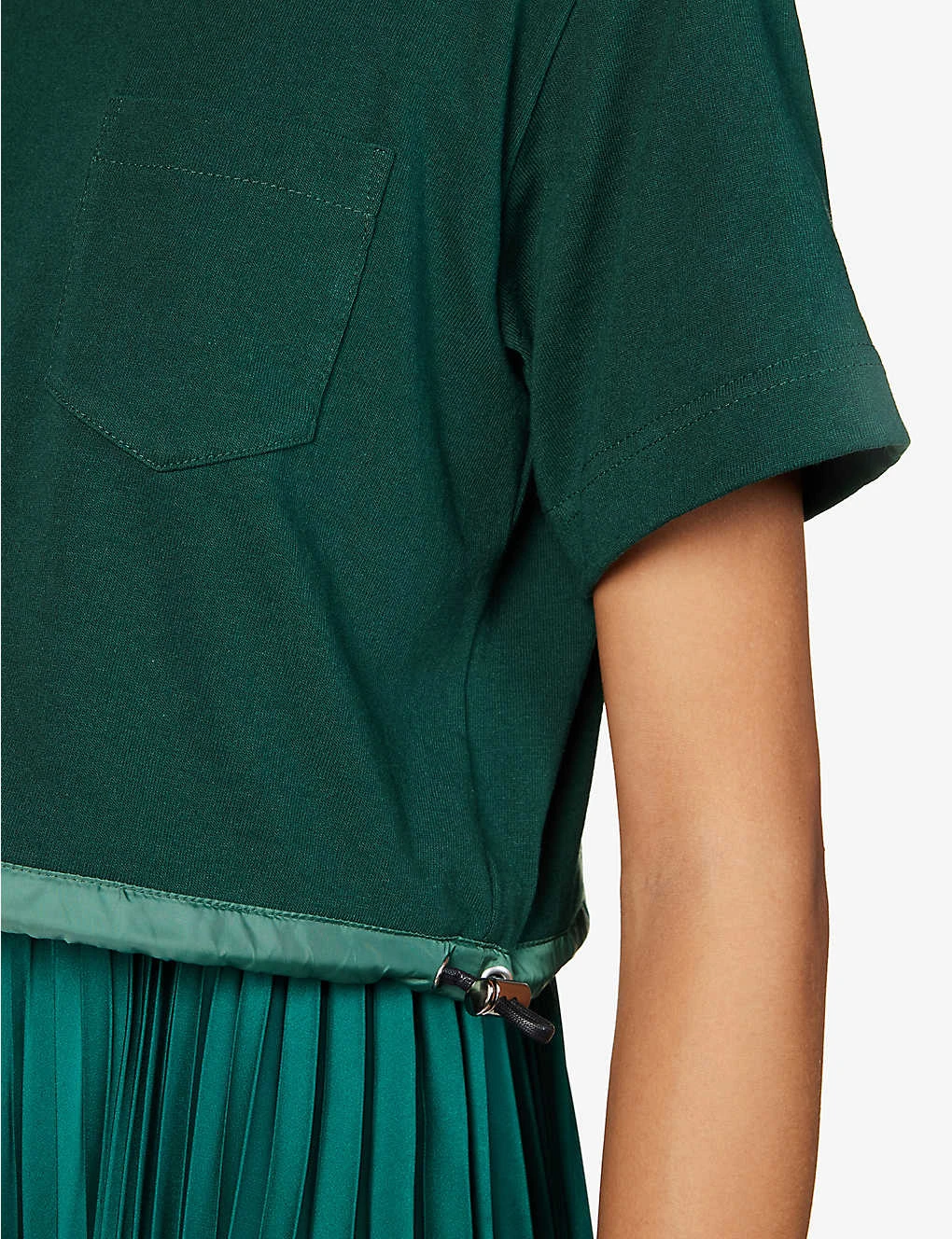 Sacai Pleated Contrast-panel Cotton Midi Dress - Image 5