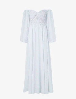 By Malina Selena Off-shoulder Woven Maxi Dress