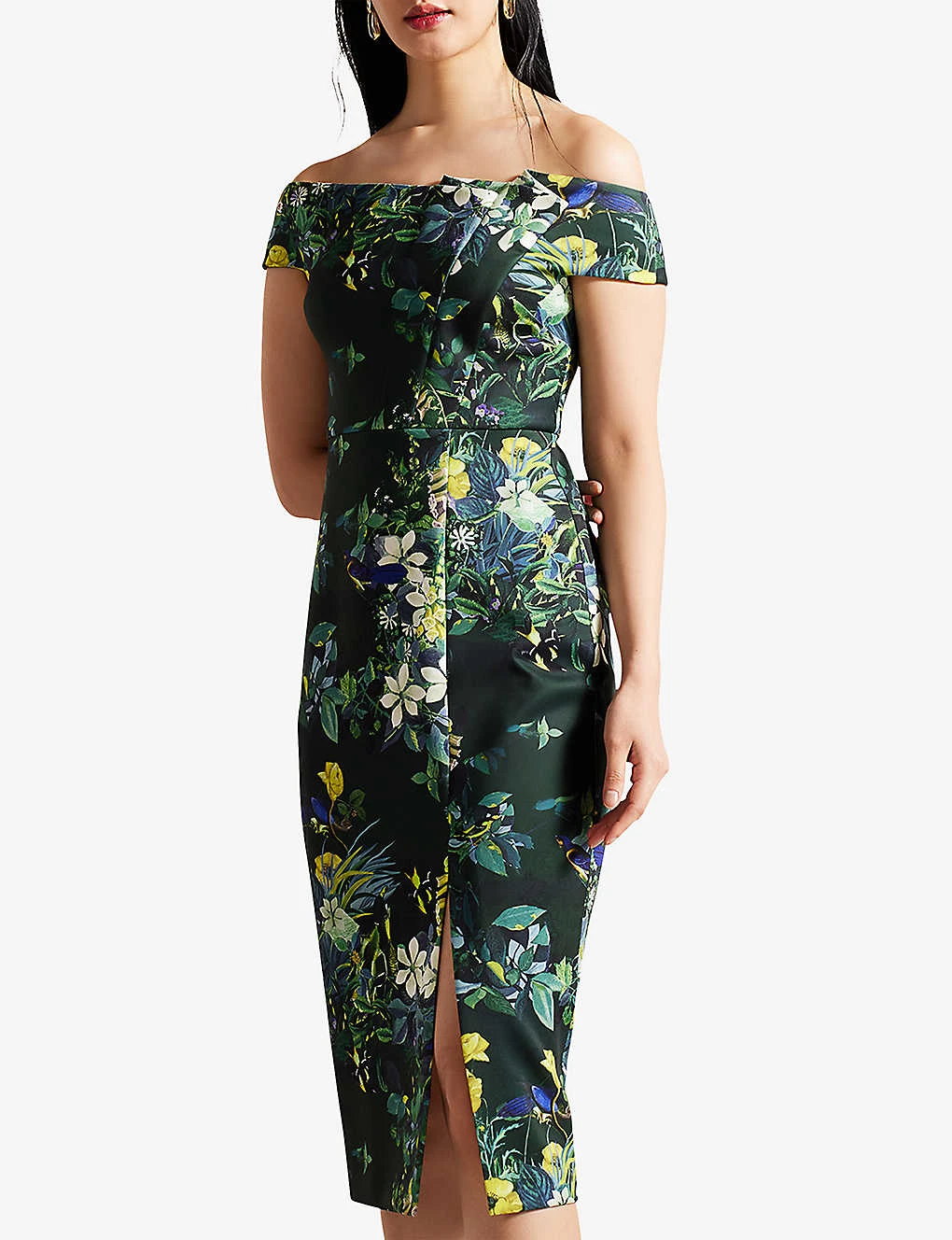 Ted Baker Divena Bardot Floral-print Stretch-woven Midi Dress - Image 3