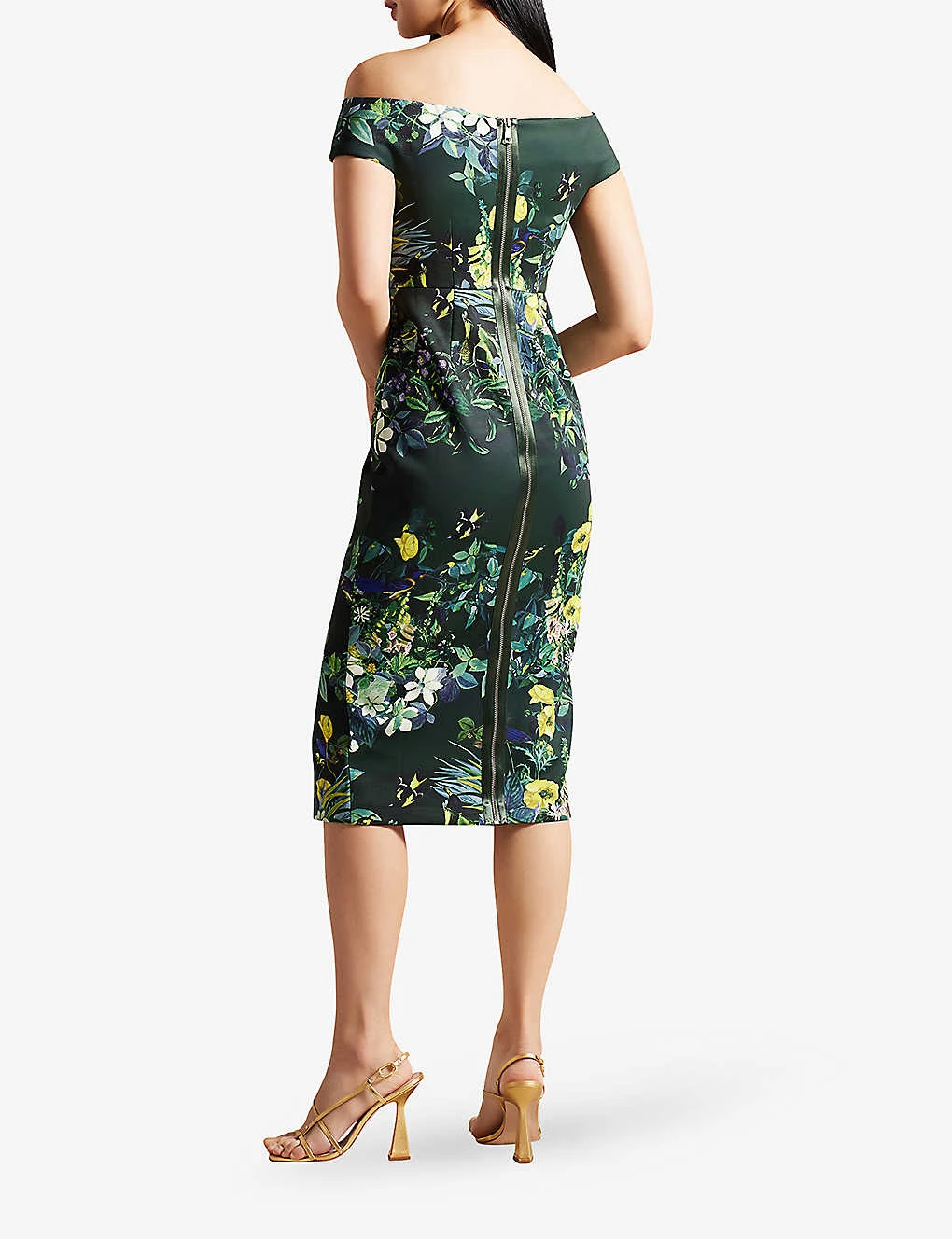 Ted Baker Divena Bardot Floral-print Stretch-woven Midi Dress - Image 4