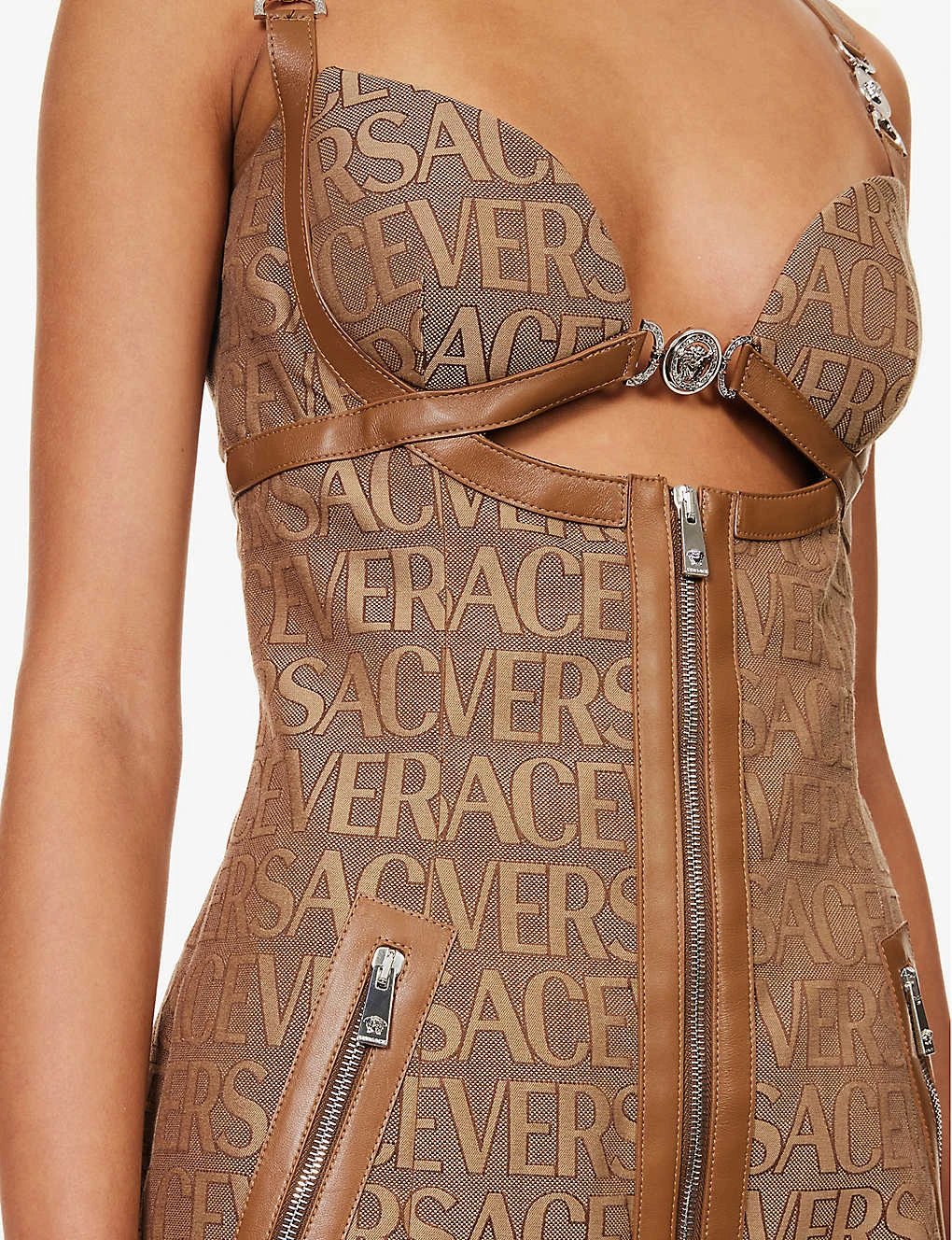 Versace Logo-print Slim-fit Woven Mini Dress - Image 5