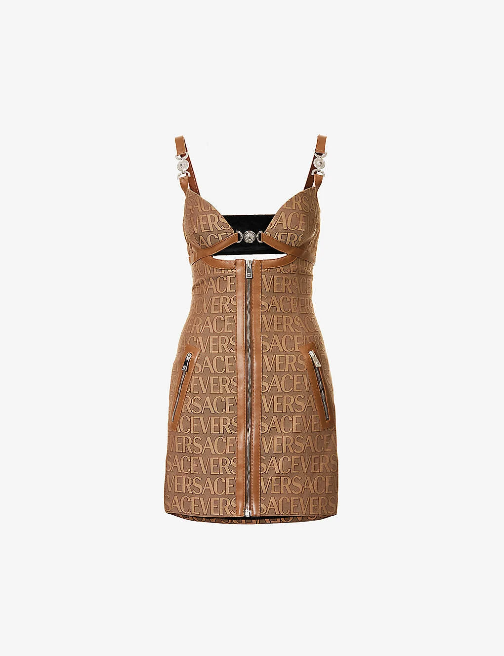 Versace Logo-print Slim-fit Woven Mini Dress