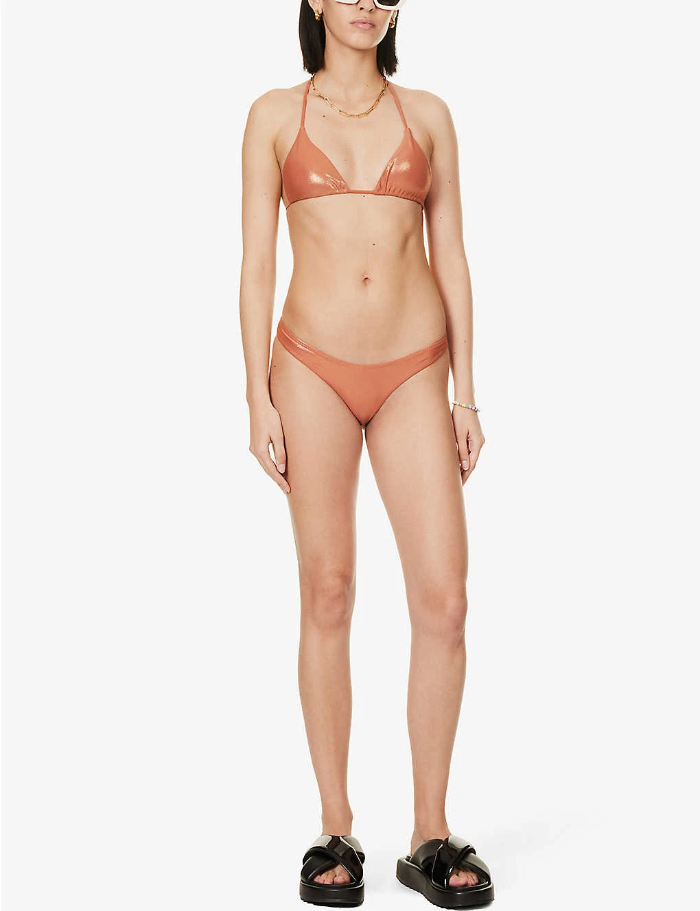 It's Now Cool Luxe Metallic Triangle Bikini Bottoms - Image 2