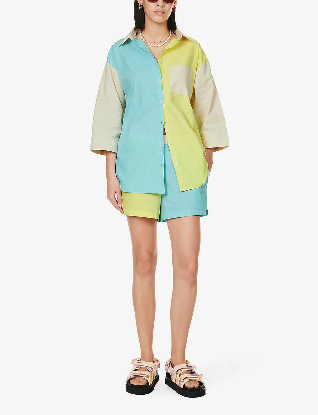 It's Now Cool Vacay Colour-block Cotton-poplin Shorts - Image 2