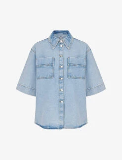 Giana Patch-pocket Oversized Organic-cotton Denim Shirt