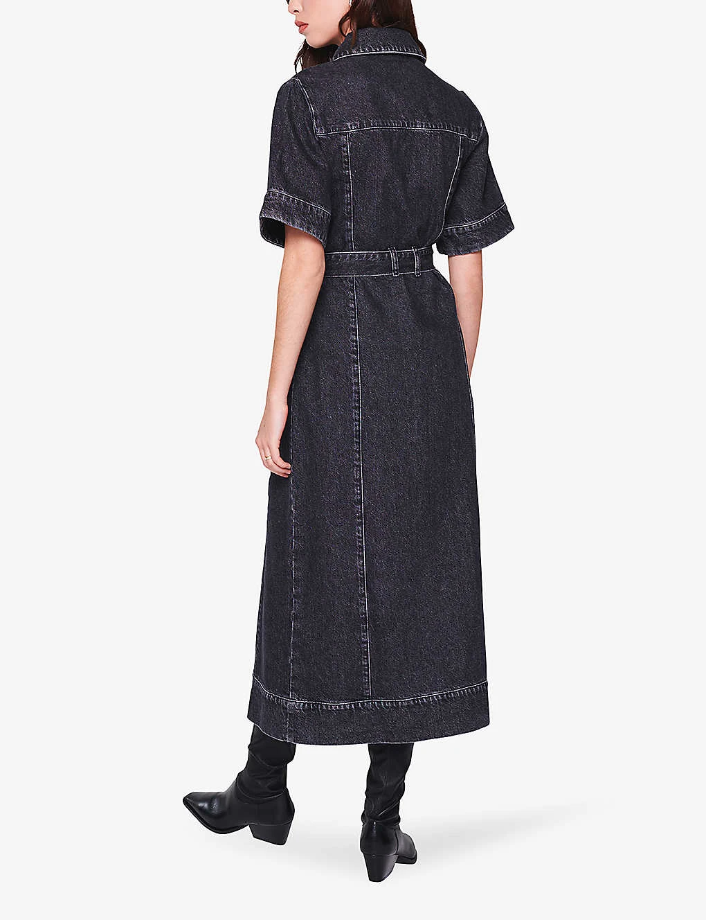 Gitty Self-tie Denim Midi Dress - Image 3